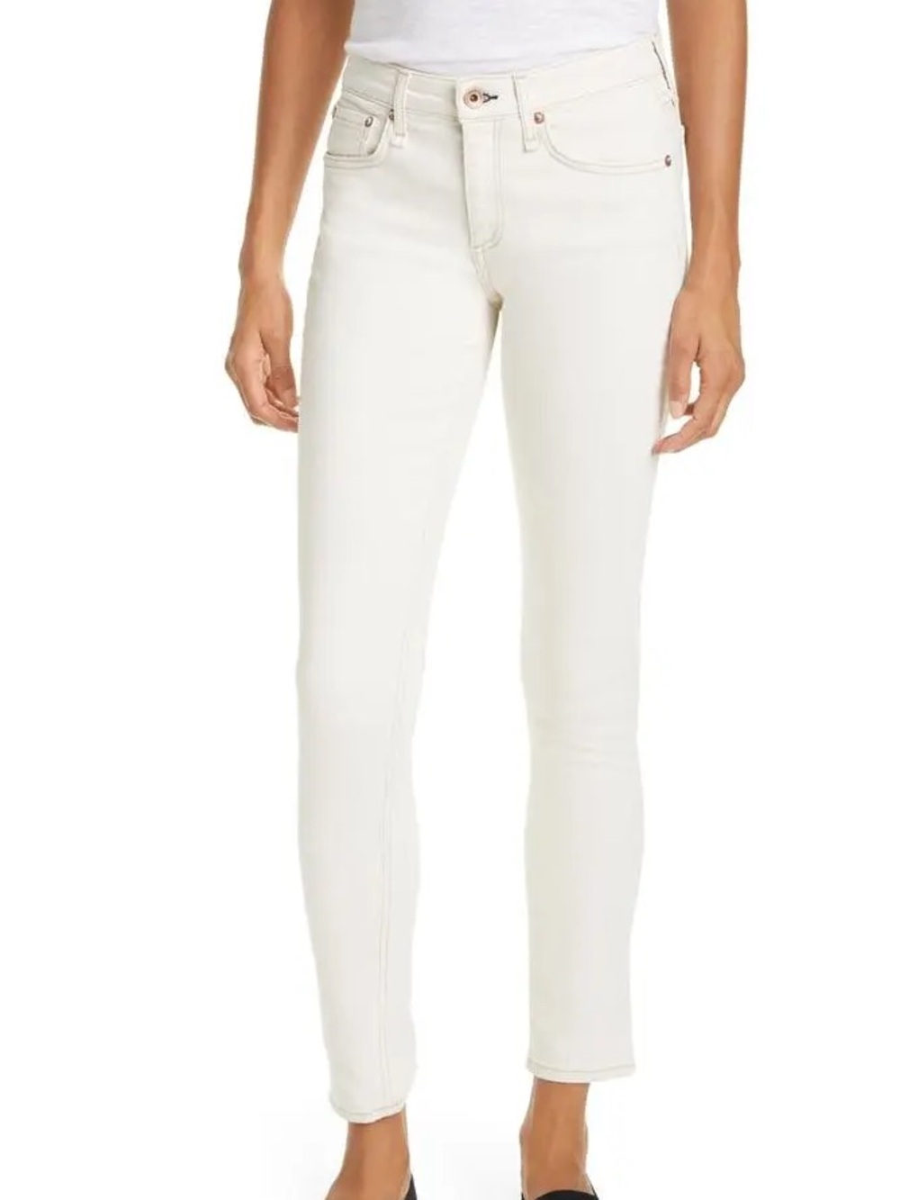 NWT Rag & Bone Cate Mid Rise Ankle Skinny Jeans in Ecru - 27